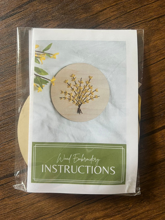Wood Embroidery Kit - Forsythia