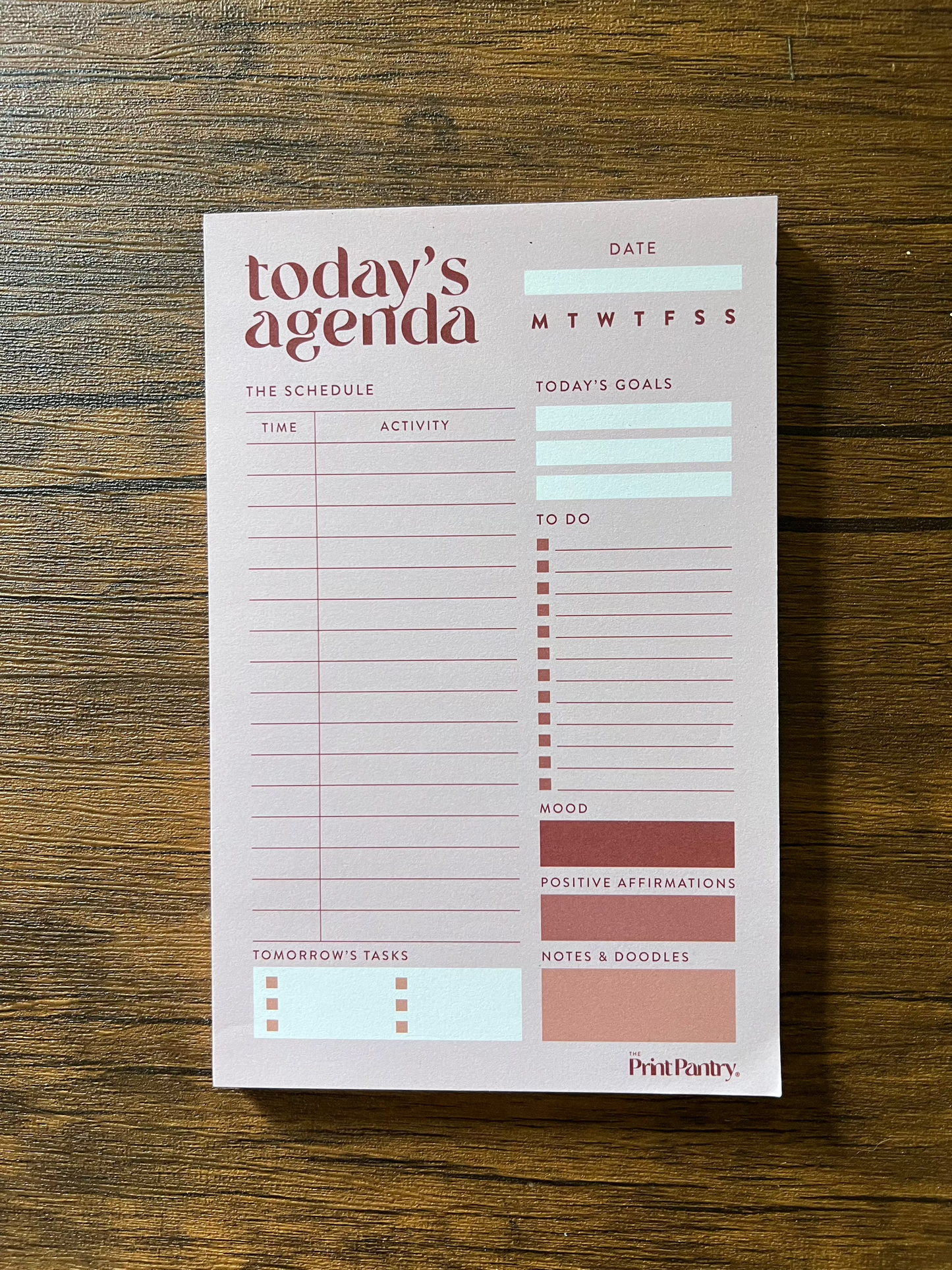 Today's Agenda Notepad