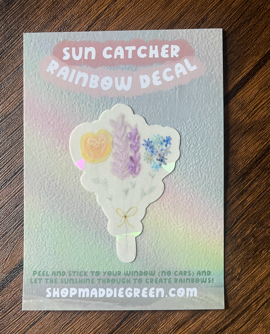 Watercolor Floral Suncatcher Rainbow Window Decals