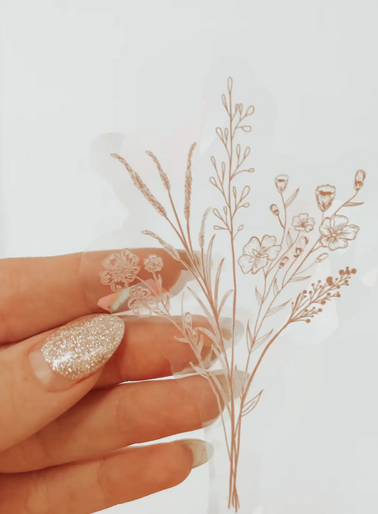 Pink Wildflower Vinyl Suncatcher Decal
