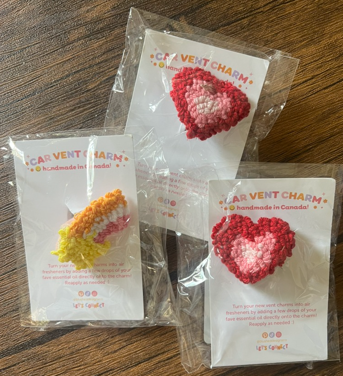 Punch Needle Car Vent Charms